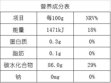 營養(yǎng)成分表-小麥淀粉分裝